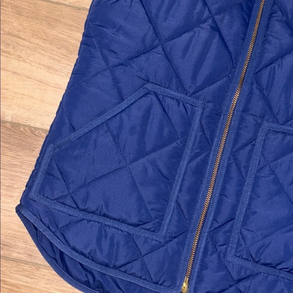 J. Crew Blue Quilted Vest with Gold Accents size xsmall